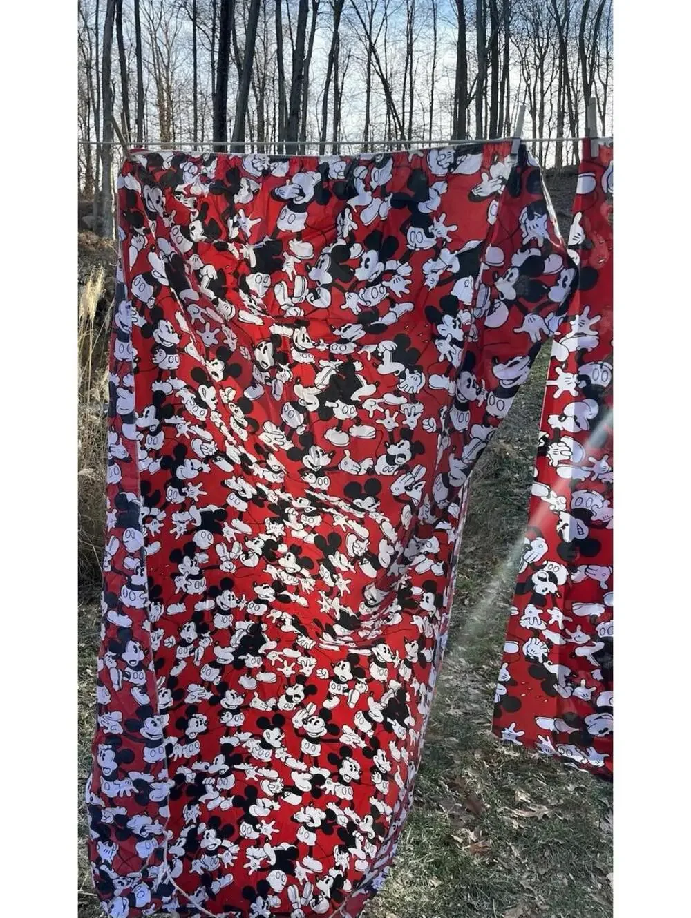 Vintage Disney Mickey Mouse Red Sheets Set (no pillow cover) Twin 84x56 USA